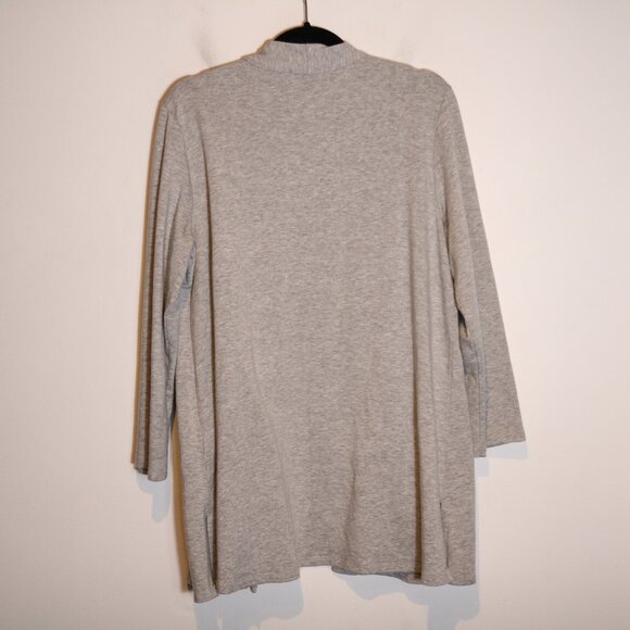 Eileen Fisher Long Open Cardigan Women Medium Gray Tencel Organic Cotton Slouchy - Picture 6 of 6